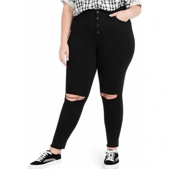 Madewell 10" High-Rise Roadtripper Jeggings Button-Front Edition Black 37 Tall - Picture 1 of 16